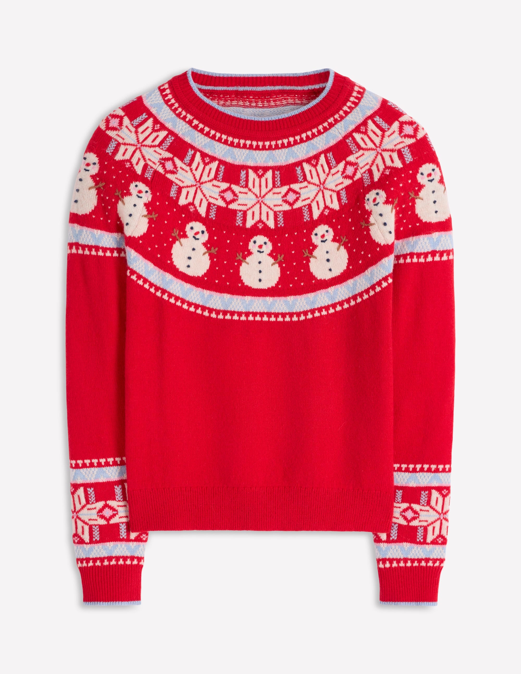 Edie Fair-Isle-Pullover-Rot, Schneemann - Image 7