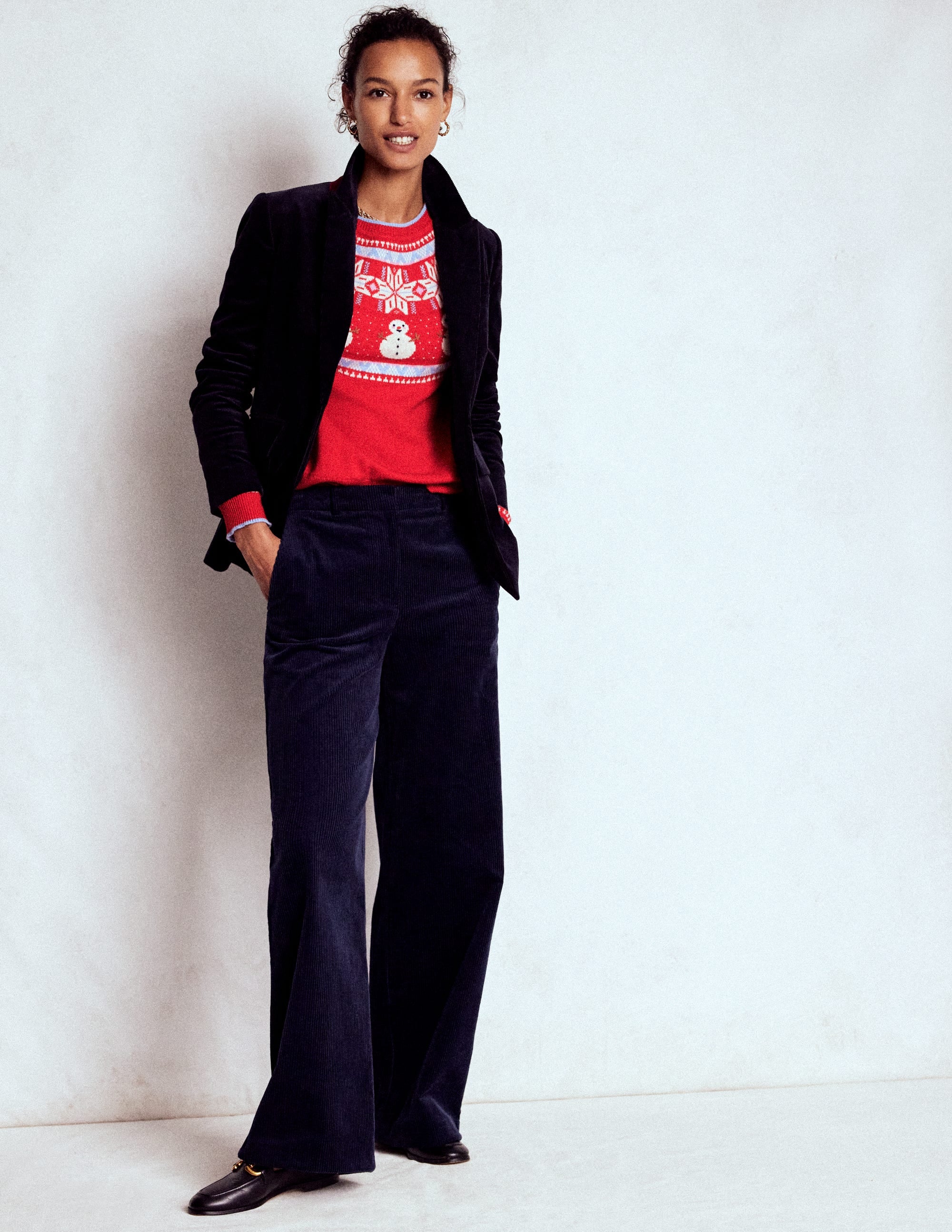 Edie Fair-Isle-Pullover-Rot, Schneemann - Image 5