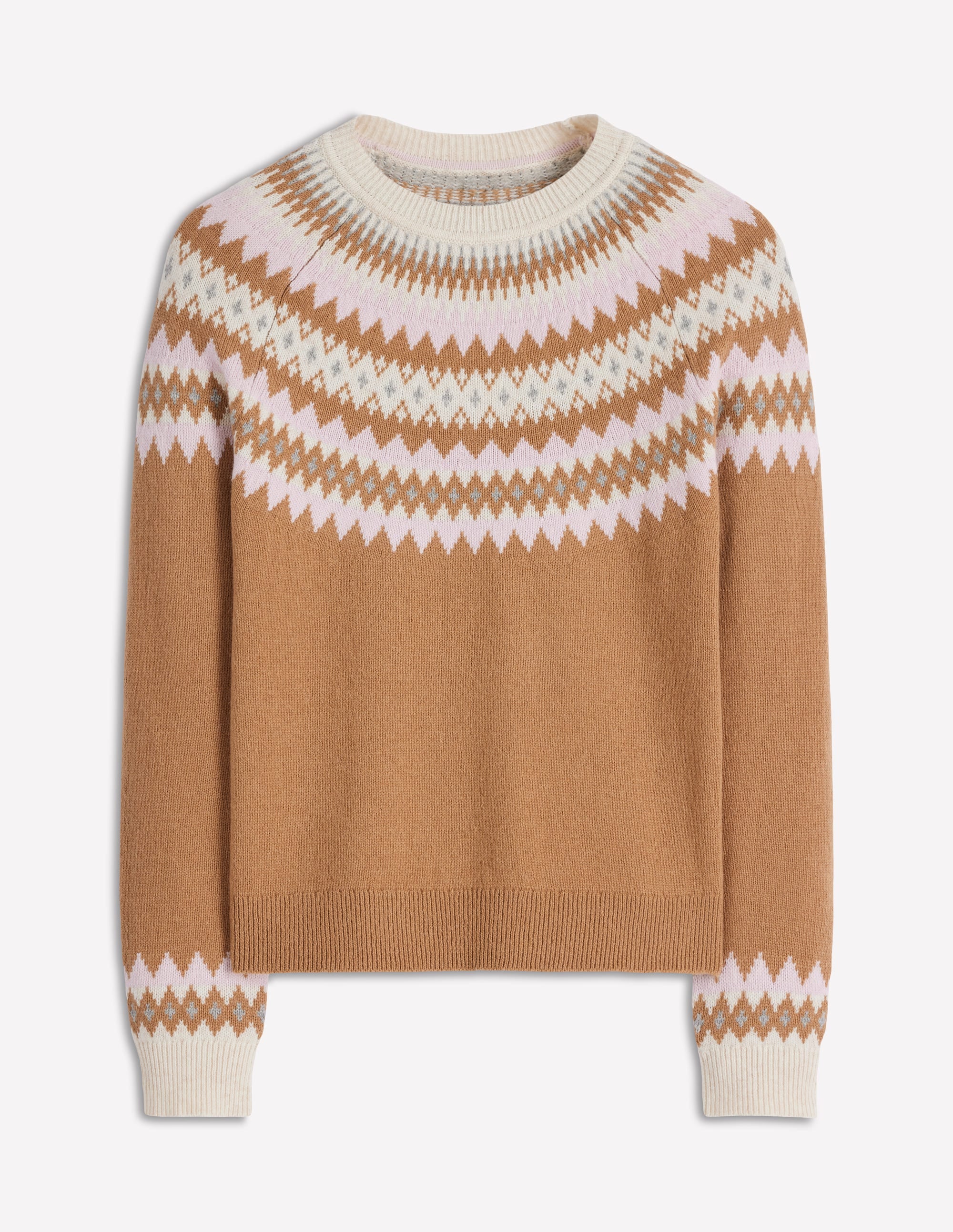 Edie Fair-Isle-Pullover-Kamelbraun Meliert Fair-Isle - Image 7