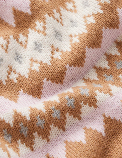 Pull Edie à motif jacquard-Motif jacquard camel chiné-8
