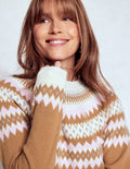 Edie Fair-Isle-Pullover-Kamelbraun Meliert Fair-Isle