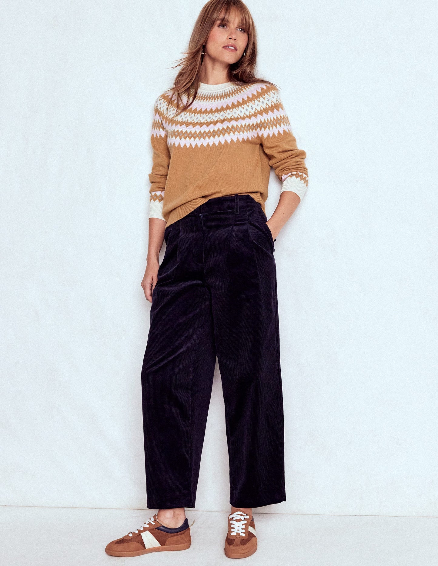 Pull Edie à motif jacquard-Motif jacquard camel chiné