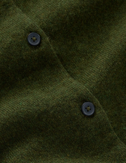Eva Kaschmir-Strickjacke mit Rundhalsausschnitt-Blattgrün Meliert-6