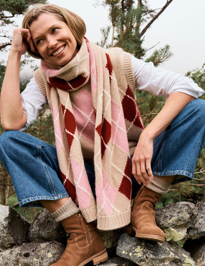 Eleanor Fair Isle Tank-Chinchilla Melange Argyle-2