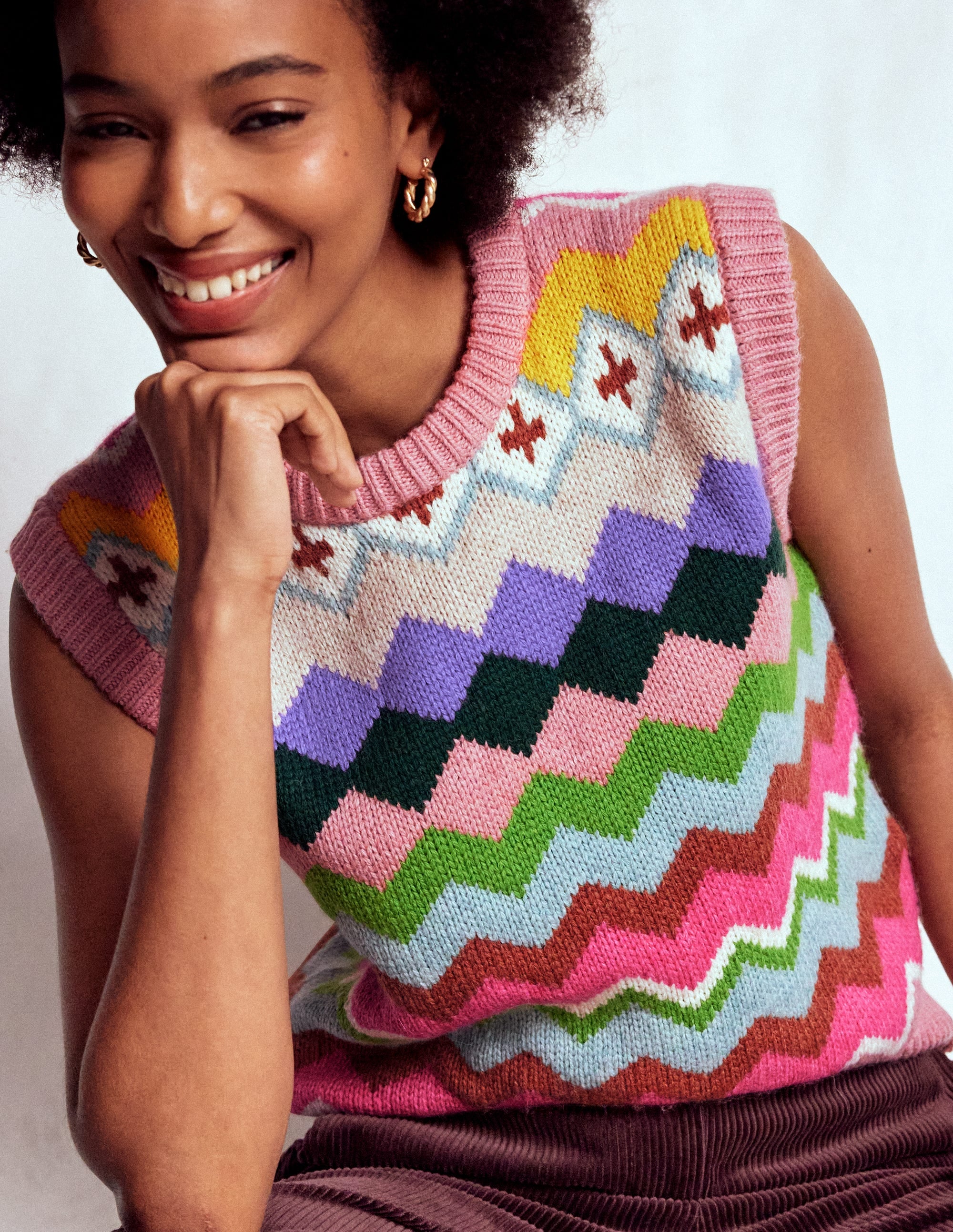 Eleanor Fair Isle Tank-Pink Heritage Fair Isle - Image 2