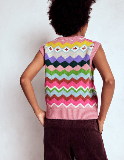 Eleanor Fair-Isle-Pullunder-Rosa Klassisches Fair-Isle-4