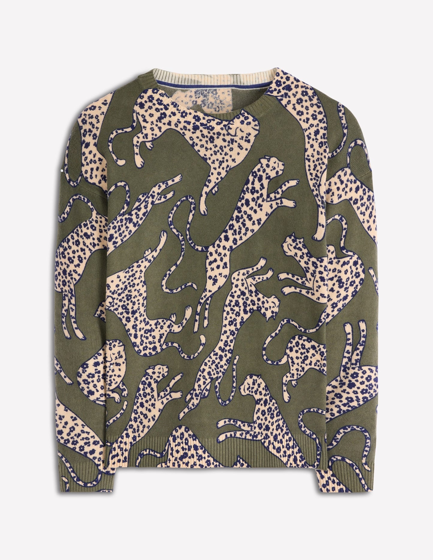 Lydia Kaschmirpullover-Waldgrün, Leopard
