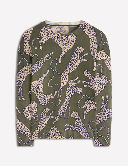 Lydia Kaschmirpullover-Waldgrün, Leopard-7
