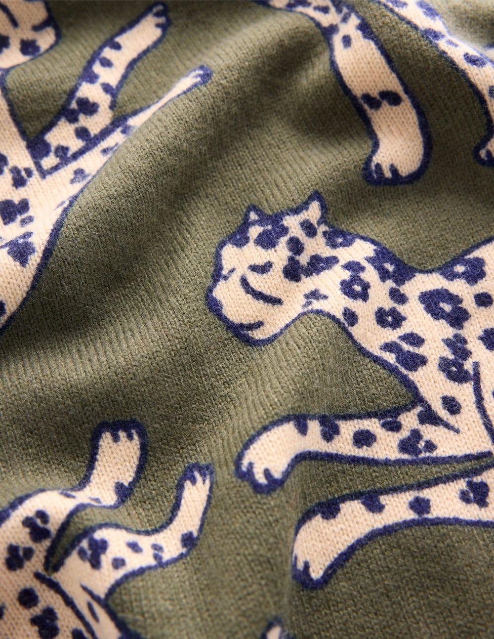 Lydia Kaschmirpullover-Waldgrün, Leopard