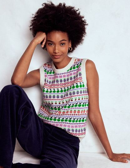 Débardeur Edie à motif jacquard-Écru chiné, fruit-1