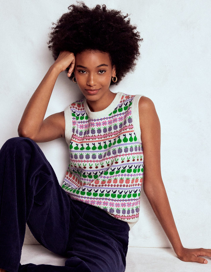 Débardeur Edie à motif jacquard-Écru chiné, fruit