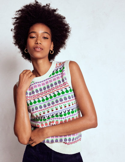 Débardeur Edie à motif jacquard-Écru chiné, fruit-4
