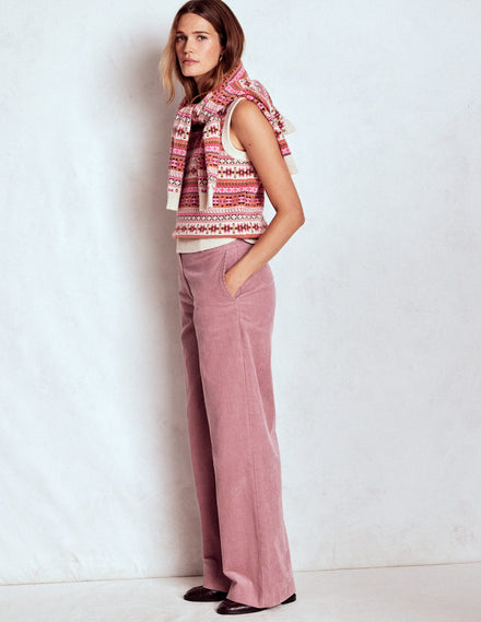 Edie Fair-Isle-Top-Rosa Klassisches Fair-Isle