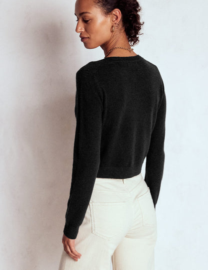 Eva Verkürzte Strickjacke aus Kaschmir-Schwarz-3