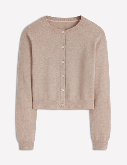 Eva Verkürzte Strickjacke aus Kaschmir-Graubraun Meliert-5