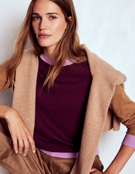 Pull Meg à manches raglan-Violet, colourblock