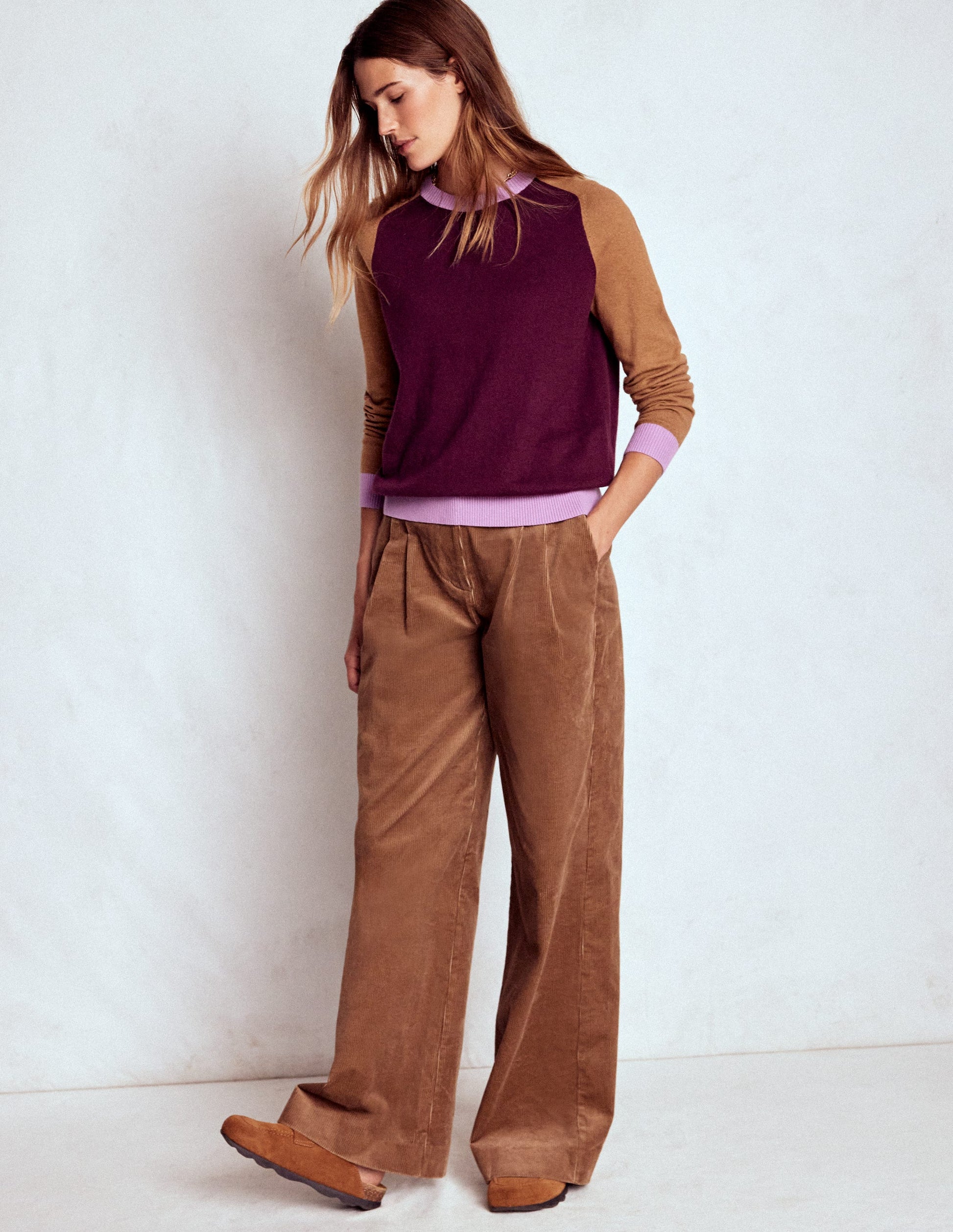 Pull Meg à manches raglan-Violet, colourblock-4
