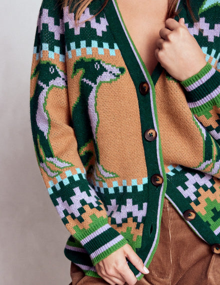 Quinn Strickjacke im Boyfriend-Stil-Dunkles Smaragdgrün Windhund