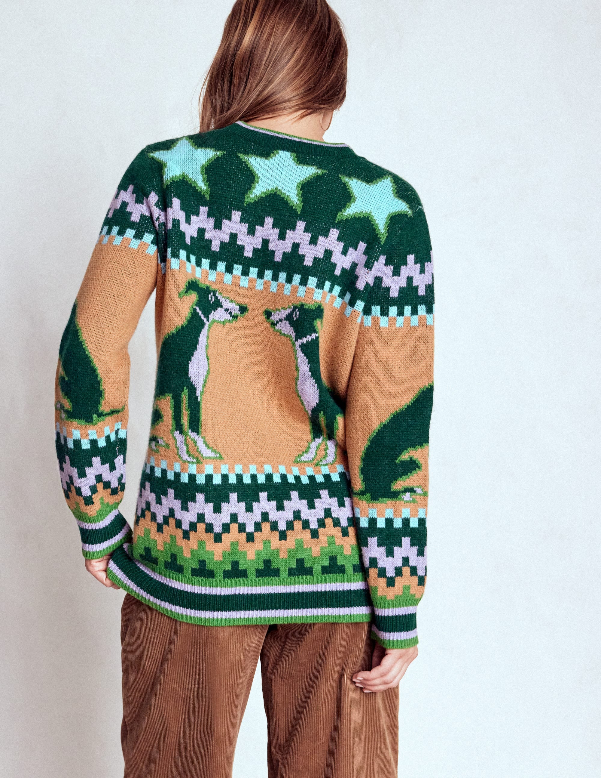 Quinn Strickjacke im Boyfriend-Stil-Dunkles Smaragdgrün Windhund - Image 4