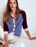 Cardigan Meg à manches raglan-Bleu port, colourblock