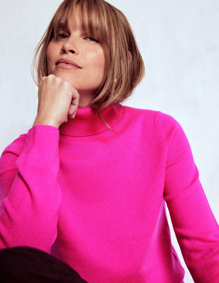 Eva Kaschmir-Rollkragenpullover-Farbenfrohes Stiefmütterchen