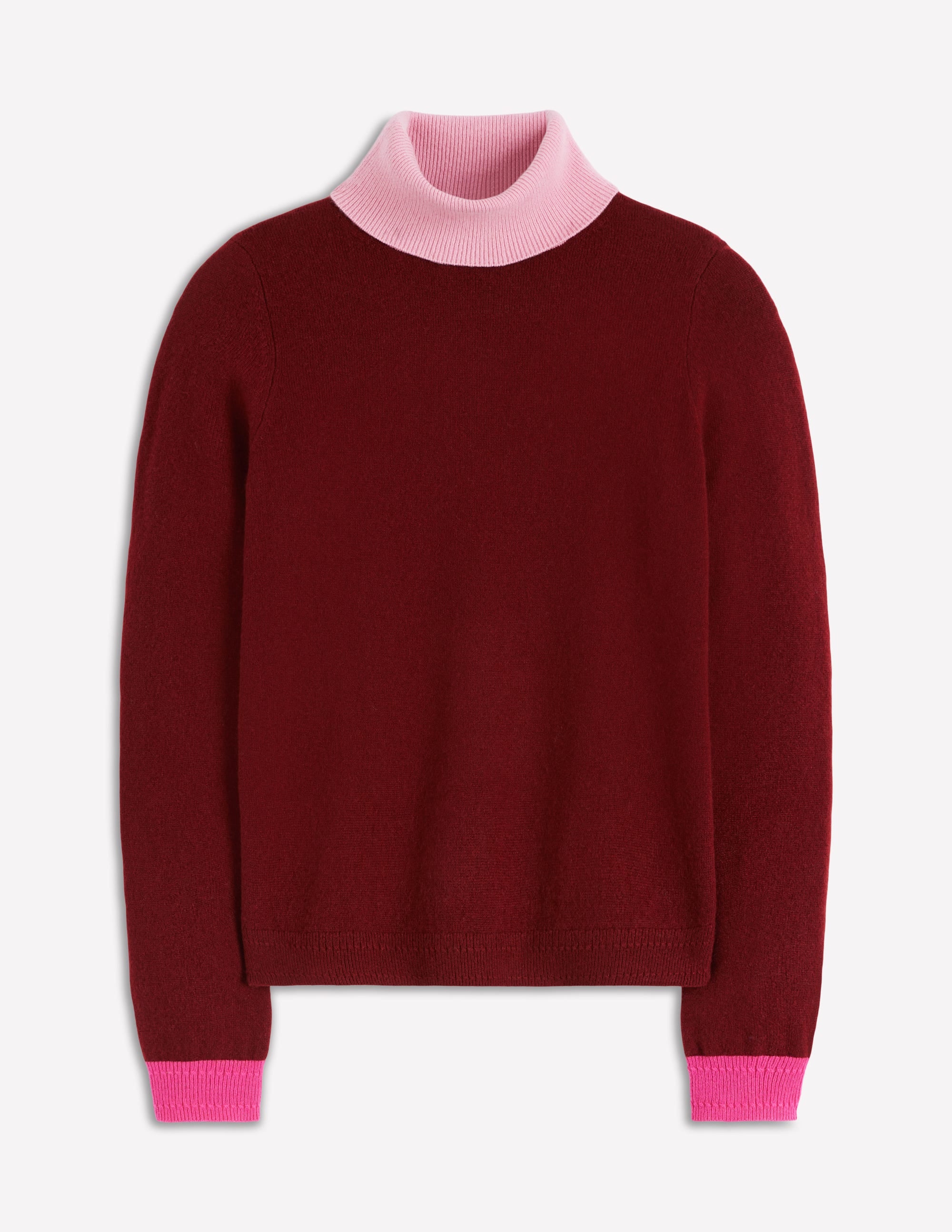 Eva Kaschmir-Rollkragenpullover-Kastanie, Blockfarben - Image 7
