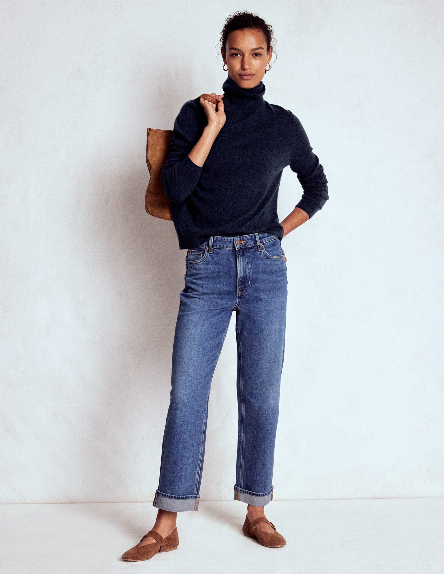 Eva Kaschmir-Rollkragenpullover-Marineblau