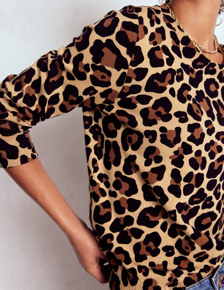 Pull col rond Emilia en coton-Motif Cheetah Pop