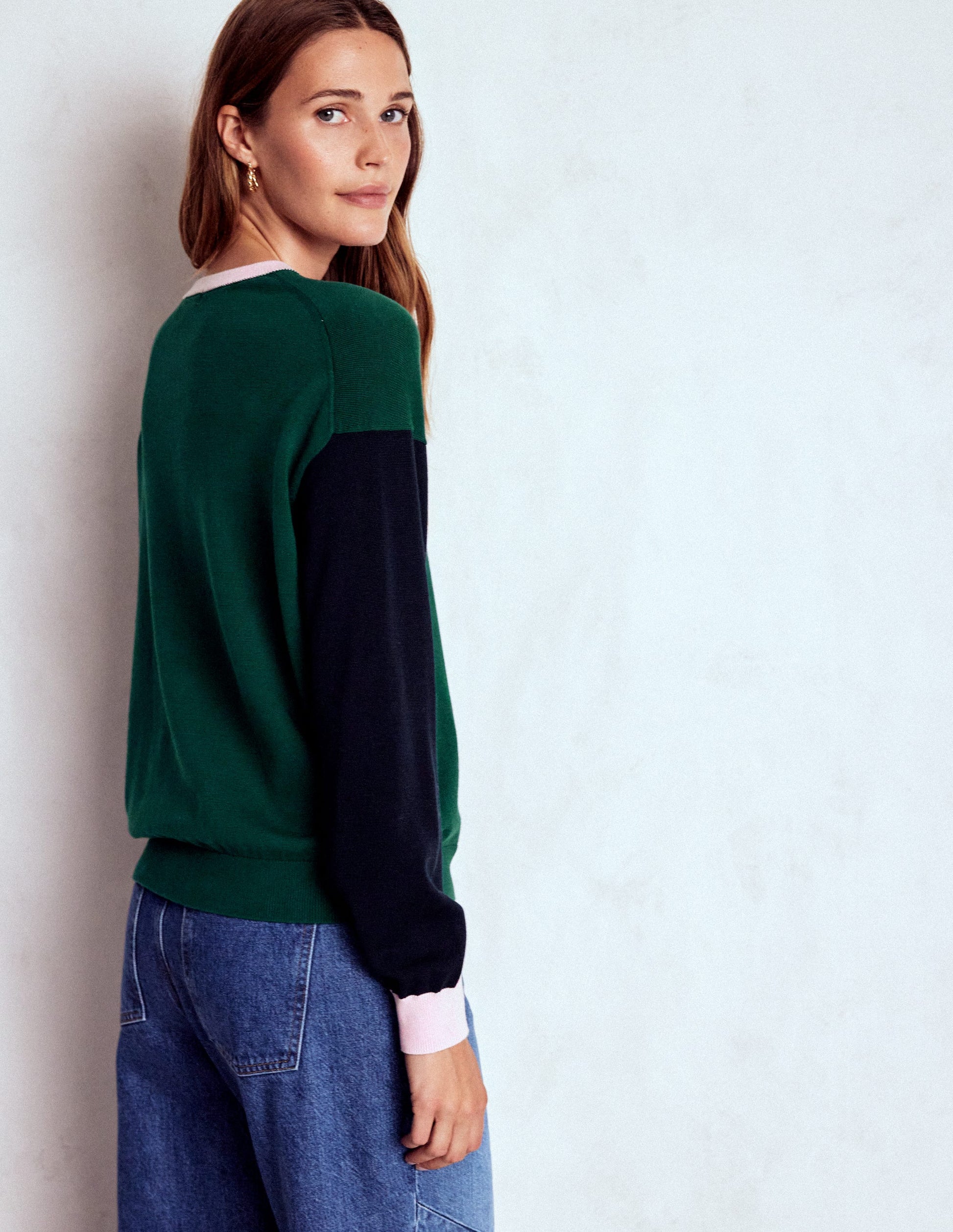 Pull décontracté Lara en coton-Émeraude nocturne, bleu marine-3