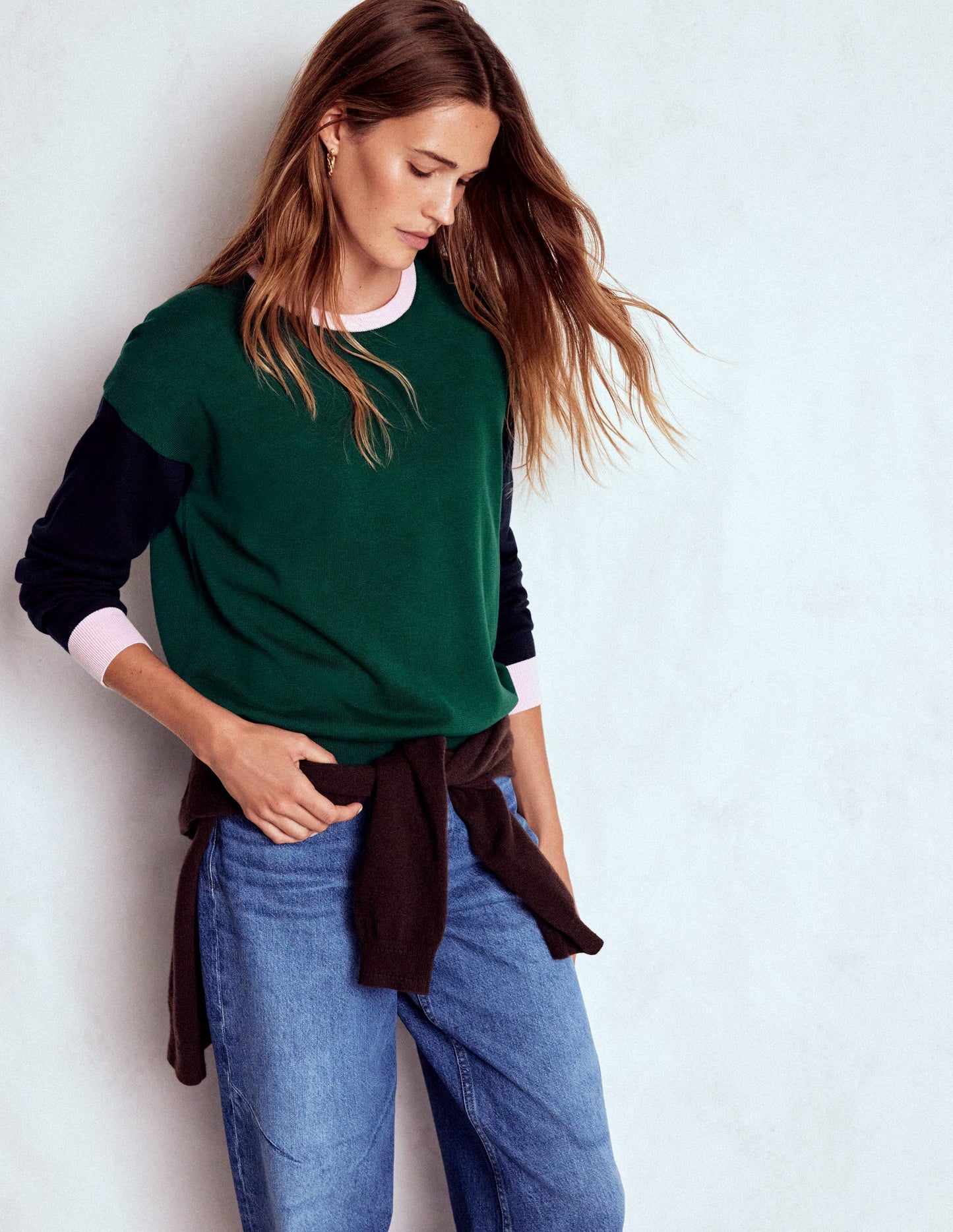 Pull décontracté Lara en coton-Émeraude nocturne, bleu marine