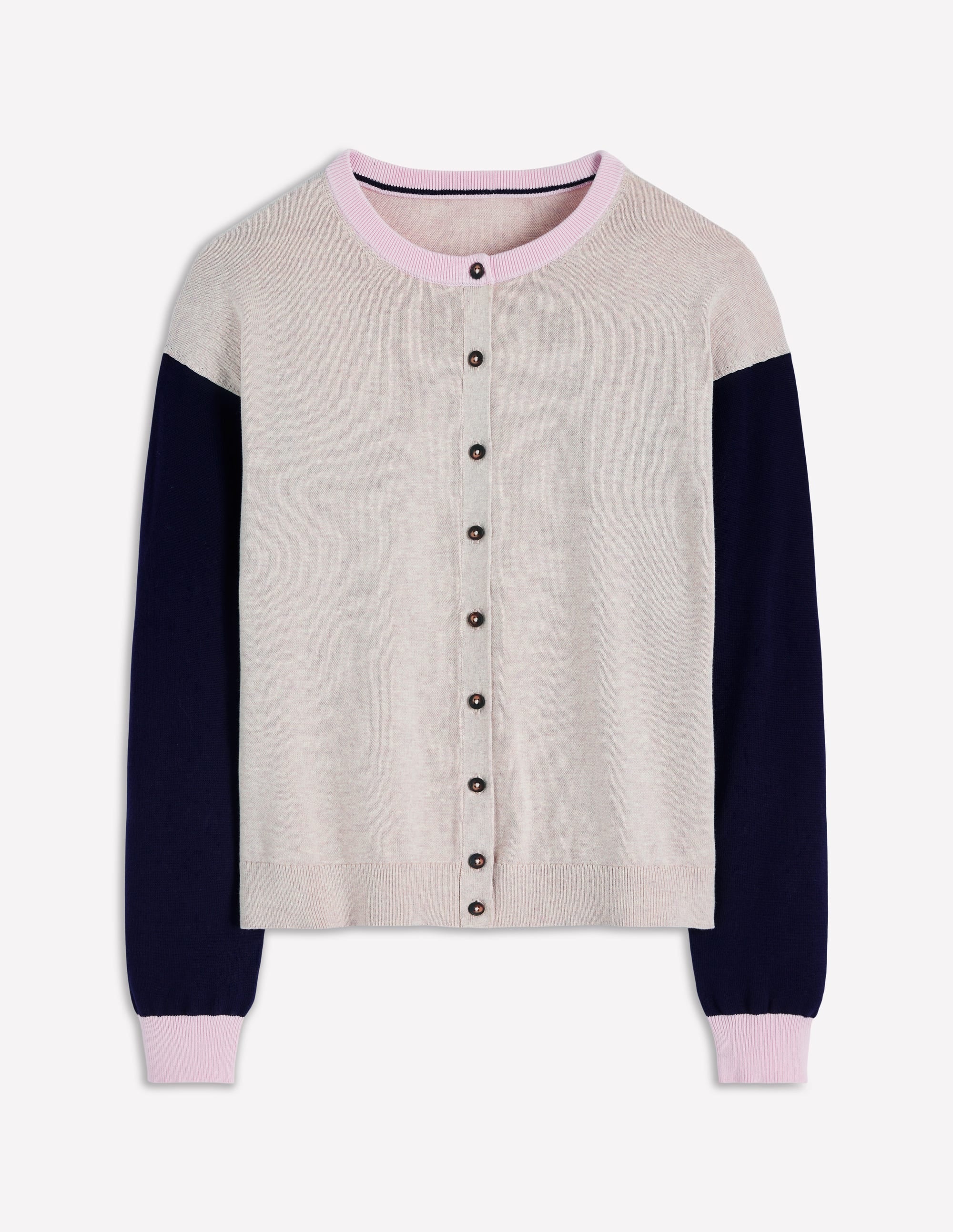 Lara Lockere Baumwoll-Strickjacke-Hafer Meliert, Marineblau - Image 5