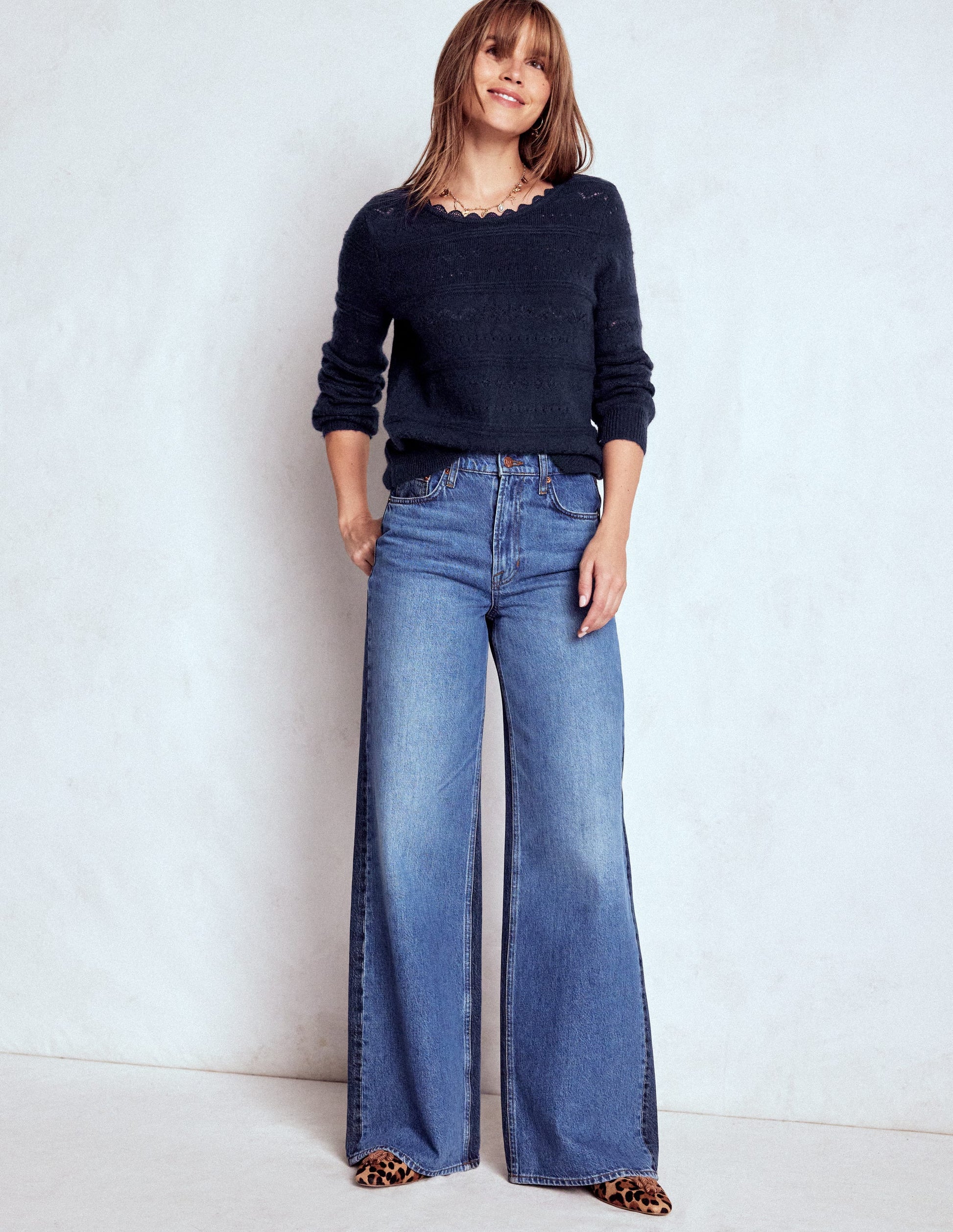Leticia Pullover mit Spitzenbesatz-Marineblau-5