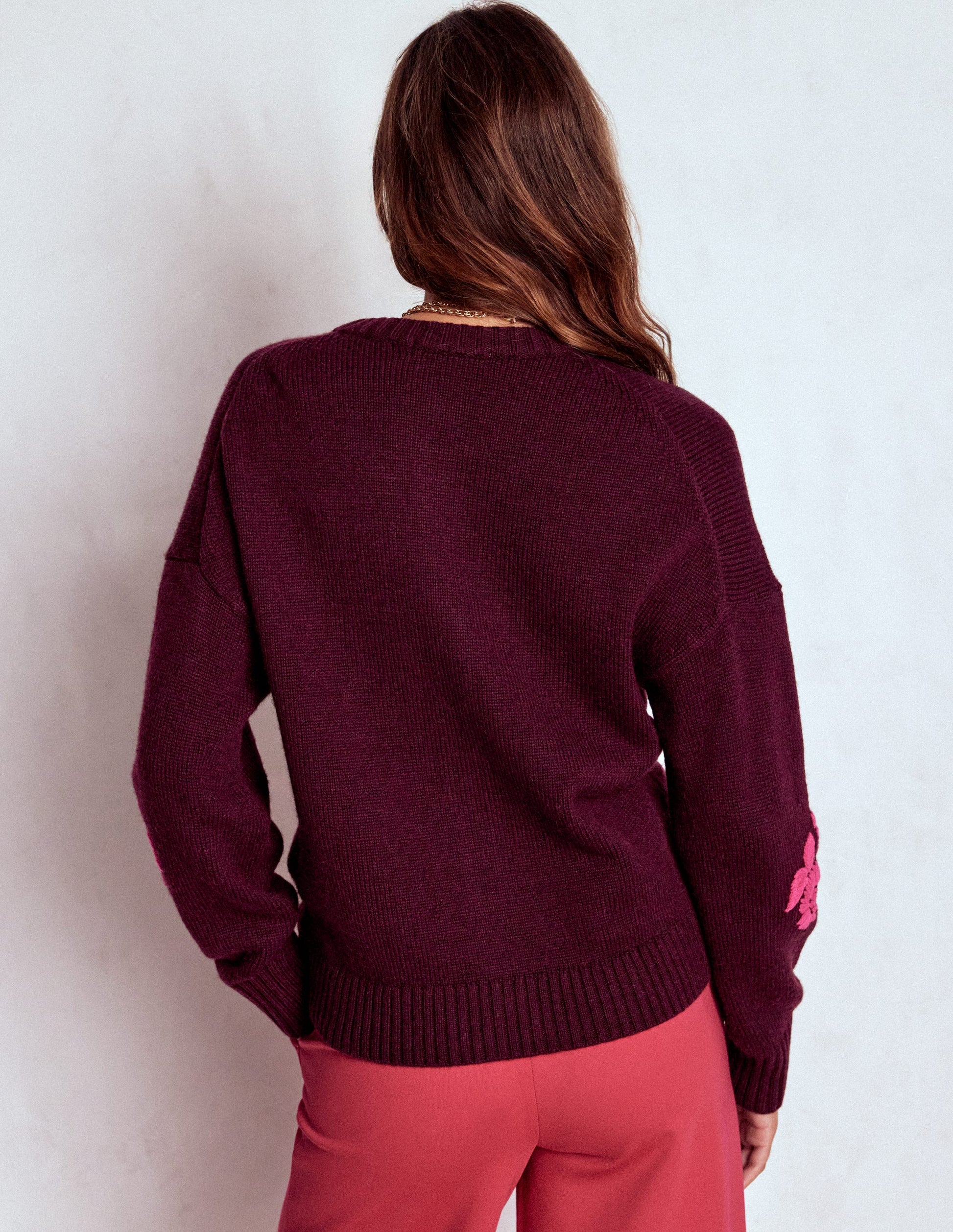 Natalie Strickjacke mit Stickerei-Dunkle Kirsche Bouquet-3