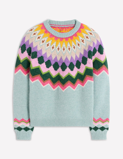 Eleanor Fair-Isle-Pullover-Turmalinblau Meliert-8