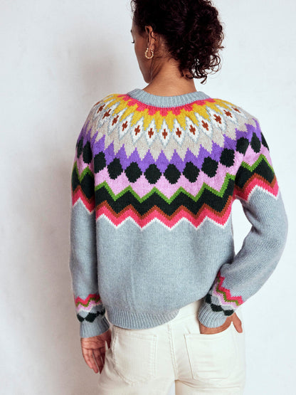 Eleanor Fair-Isle-Pullover-Turmalinblau Meliert-4