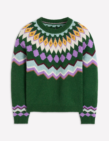 Eleanor Fair-Isle-Pullover-Hofgrün Meliert-7