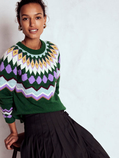 Eleanor Fair-Isle-Pullover-Hofgrün Meliert-2