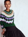 Pull Eleanor à motif jacquard-Vert promenade chiné