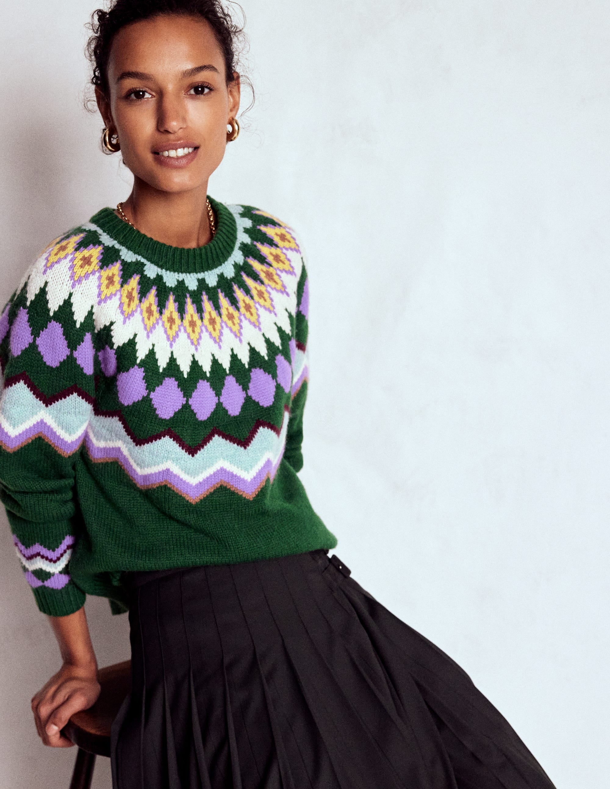 Eleanor Fair-Isle-Pullover-Promenadengrün meliert - Image 1