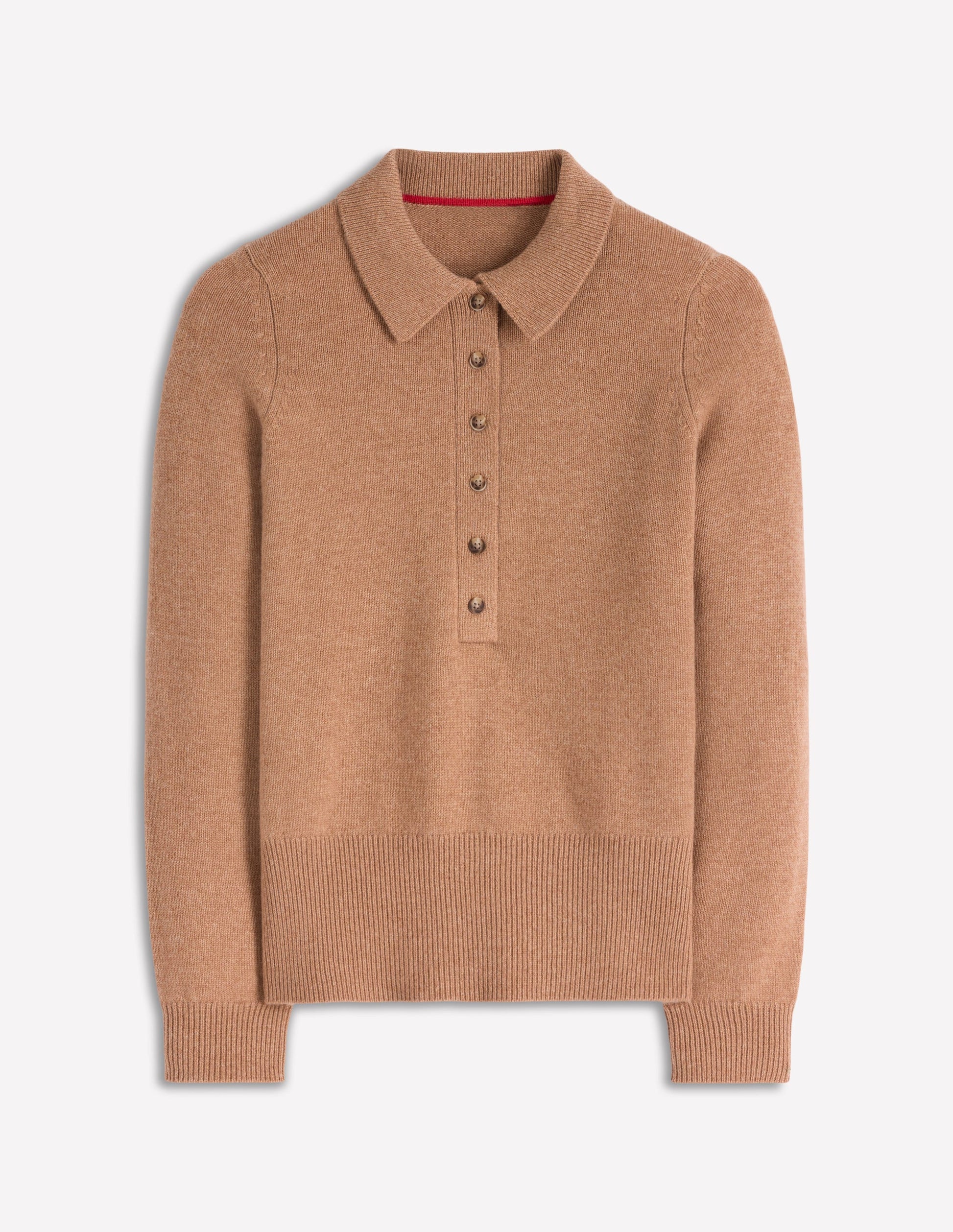 Kaschmirpullover mit Kragen-Camel Meliert-5