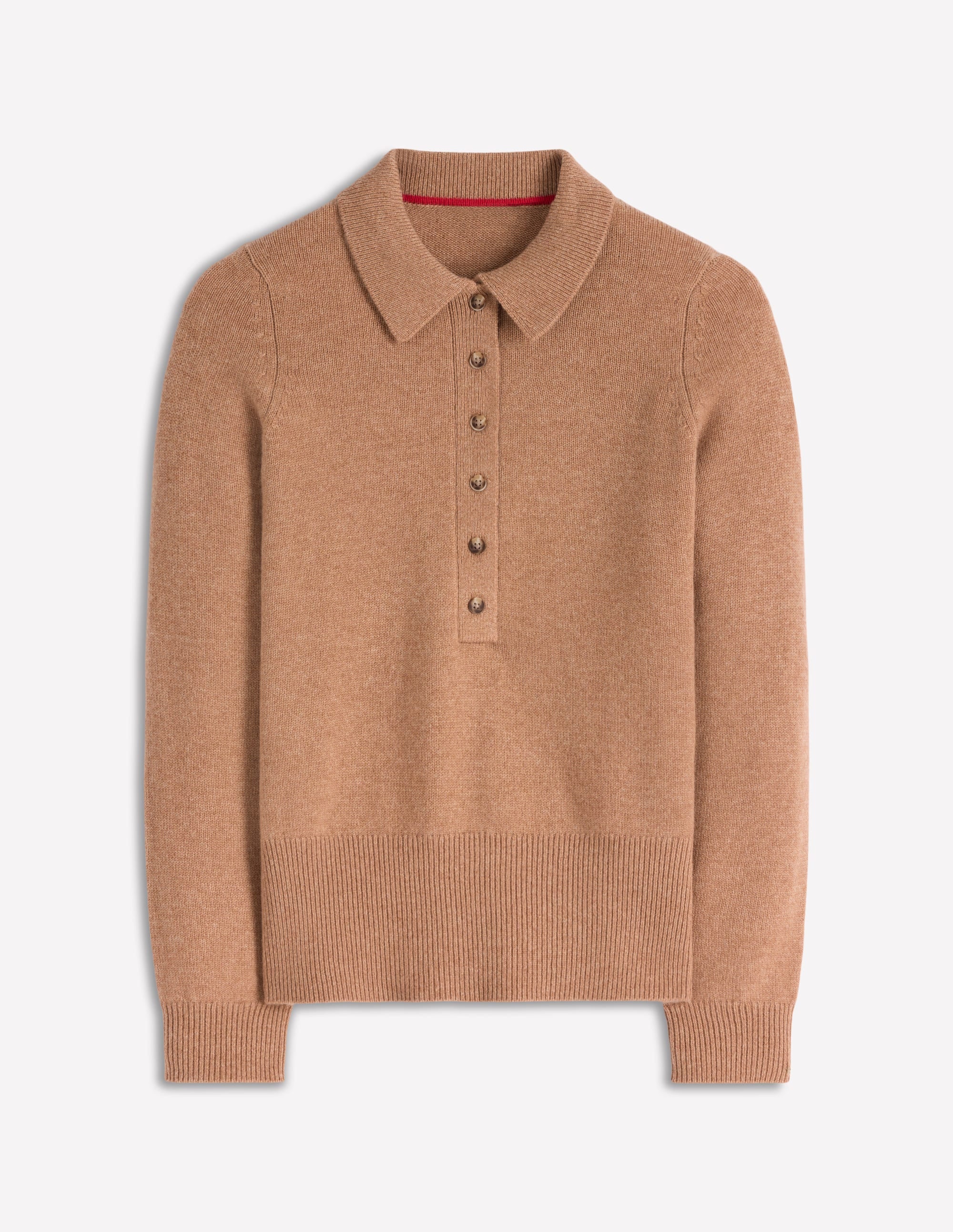 Pull à col en en cachemire-Camel chiné - Image 5