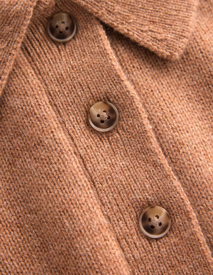 Kaschmirpullover mit Kragen-Camel Meliert-6