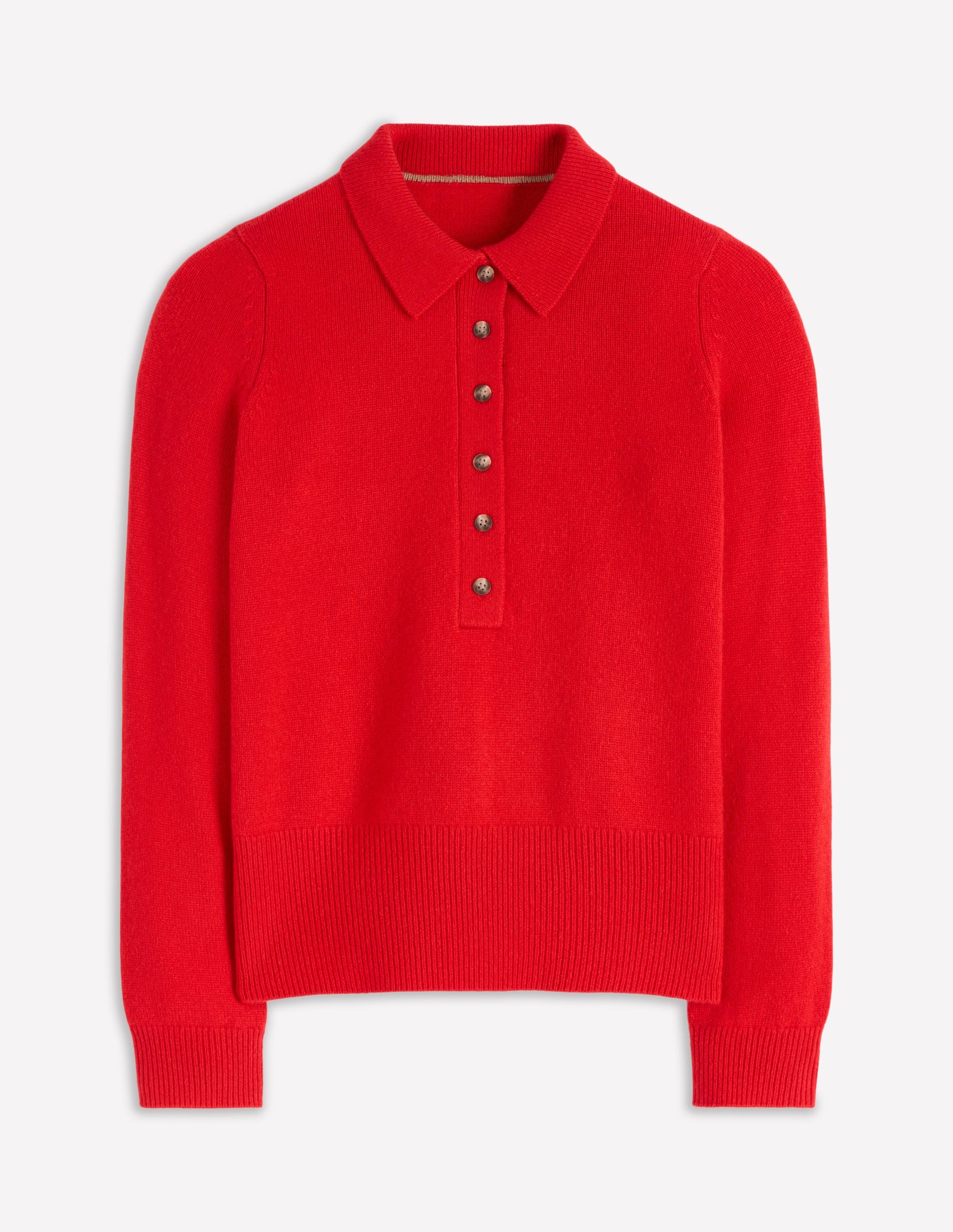 Kaschmirpullover mit Kragen-Mohnblumenrot - Image 5