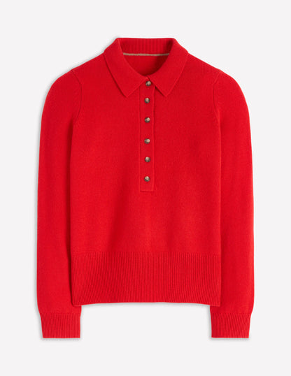 Kaschmirpullover mit Kragen-Mohnblumenrot-5