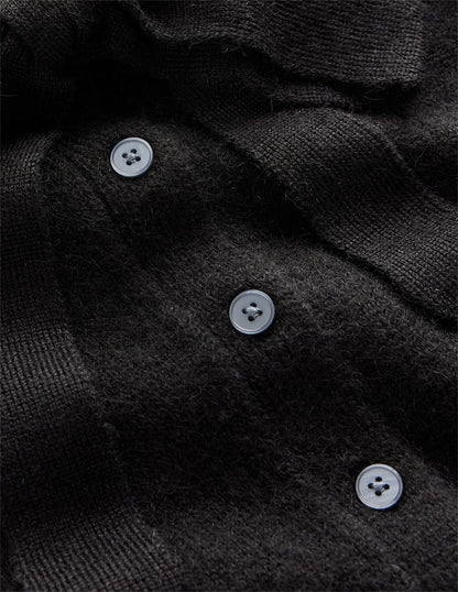 Strickjacke zum Binden mit Kragen-Schwarz-7