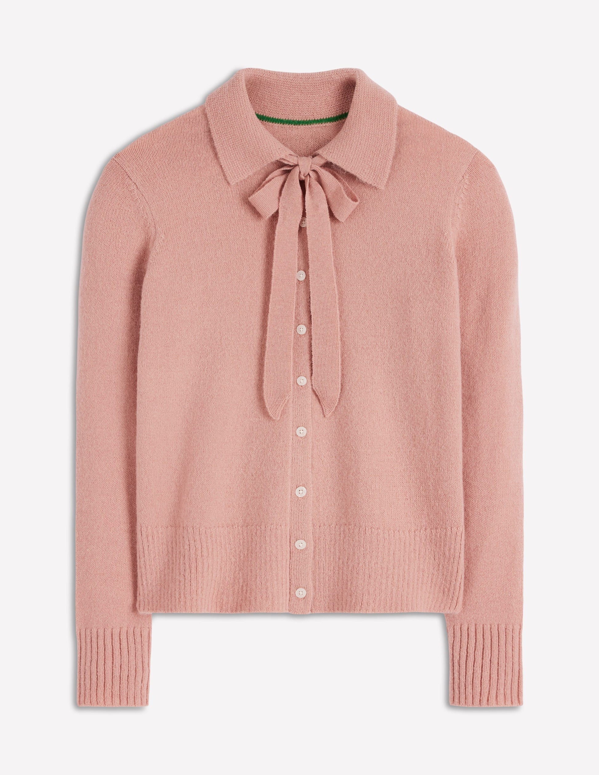 Strickjacke zum Binden mit Kragen-Gedecktes Zuckerwattenrosa-5