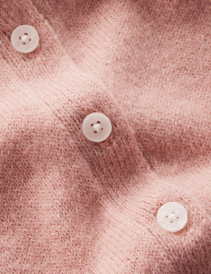 Strickjacke zum Binden mit Kragen-Gedecktes Zuckerwattenrosa-6