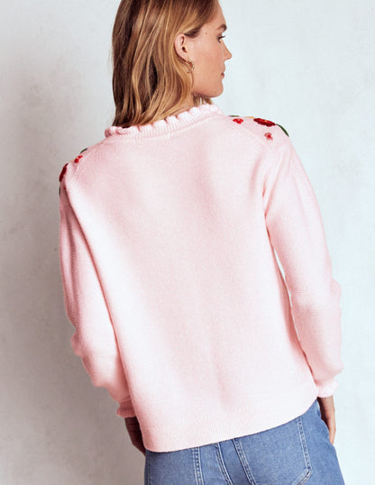 Gilet brodé à volants-Rose fleuri-4