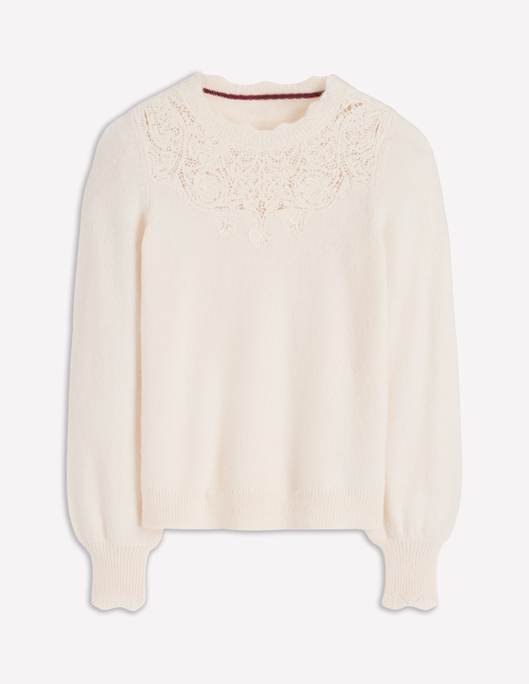 Pull duveteux brodé-Lait d'amande - Image 7