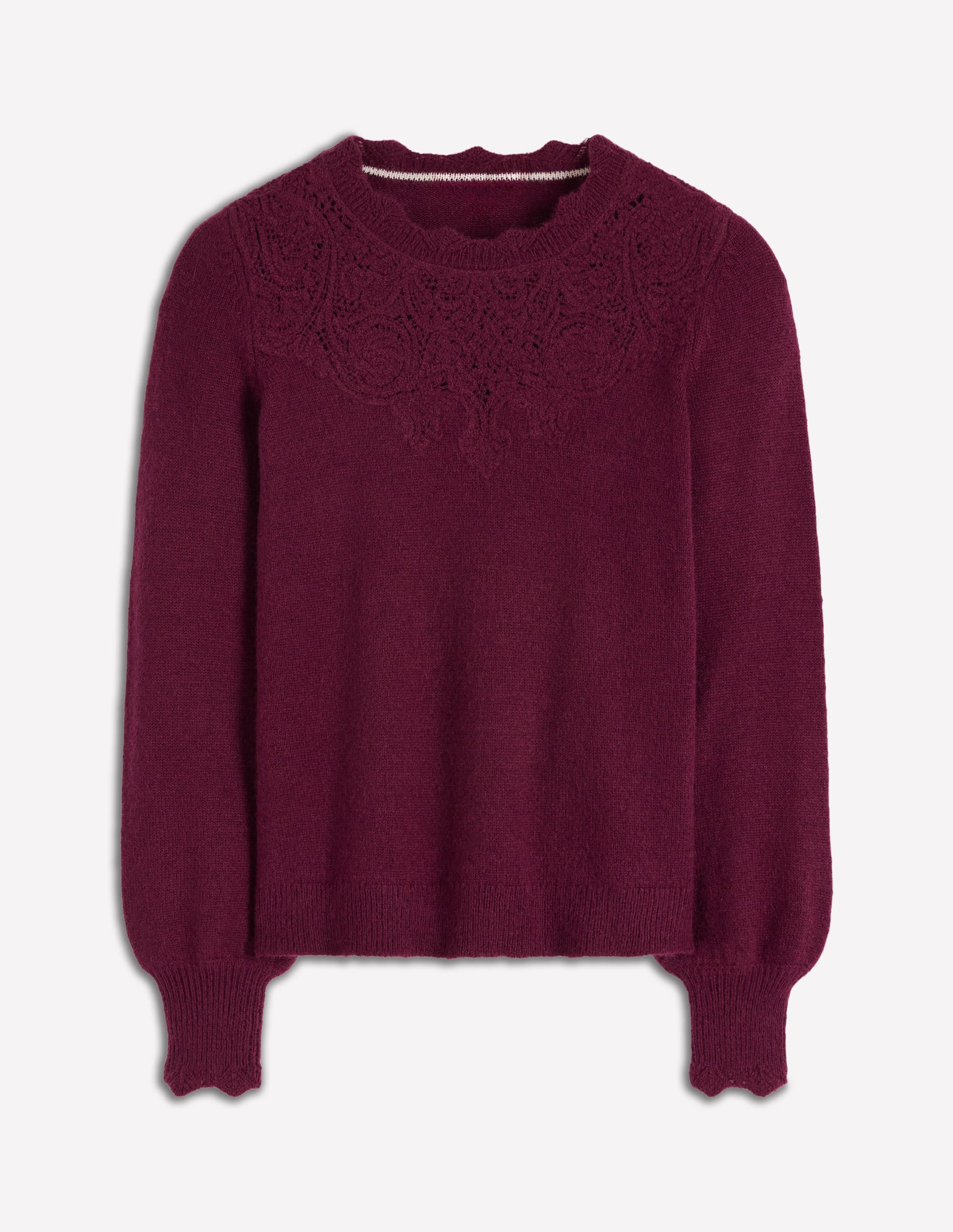 Flauschiger Pullover mit Stickerei-Dunkelviolett - Image 5
